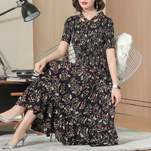 Printed Dresses New Long Elegant Women's Decorated Pleated Dress