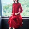 Fake Two Pieces Retro Chinese-style Dresses New Loose Big Size A-shaped Dress In Autumn 2019