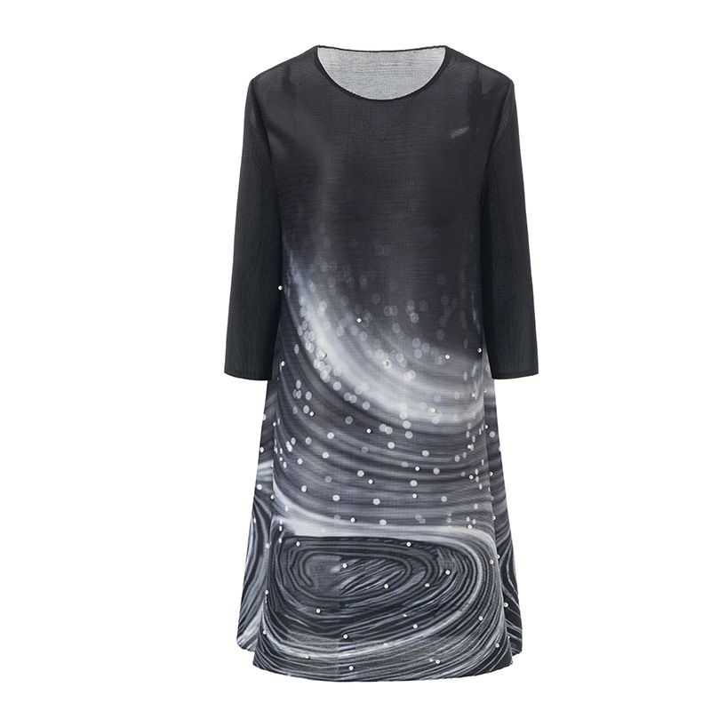 Spring Women Fashion New Popular Big Size Loose Dress Pleated Dress
