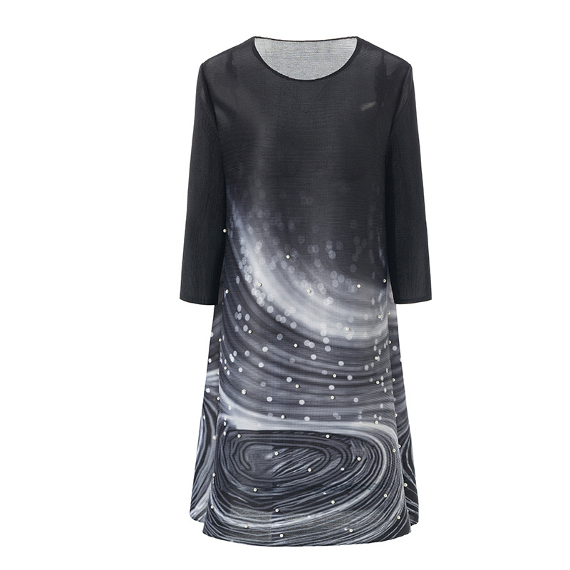 Spring Women Fashion New Popular Big Size Loose Dress Pleated Dress