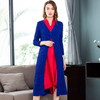2018 New Arrival Women Pleated Office Lady Three Quarter Sleeves X-long V-neck Single Button Wide-waisted Solid Trench