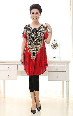 Womens Fashion T-shirts Knit print short sleeve Ladies skirts 01