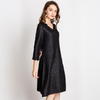 Autumn Women Dress Crinkled Embroidery Fashion High Quality Long Sleeves Dress