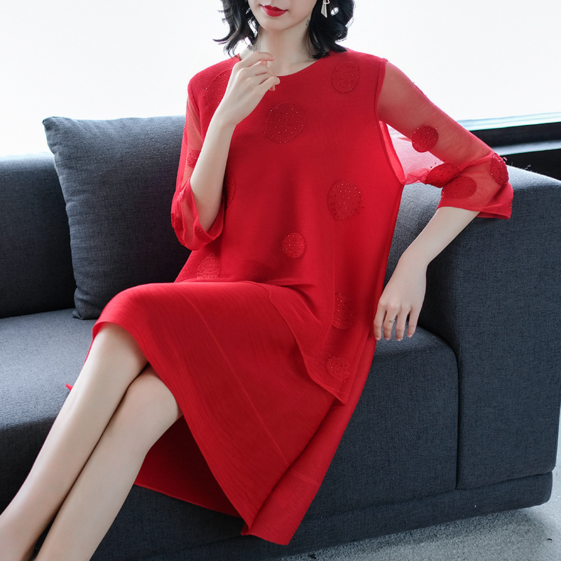 Spring Women Pleated Fashion New Tidal Loose Big Size Popular Good Quality Dress