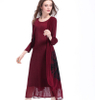 Sunflower Fake Two-piece Dress Pleated Plus Size Women Dresses