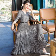 Pleated Large Dress 2020 Spring New Women's Long Slim Dress