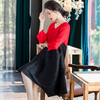 Women Pleated Contrast Panel Dress Spring 2020 New Women's Loose Large Dress