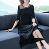 Women Big Size Autumn Fashion New Tidal Velvet Pleated Dress