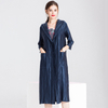 Spring Women Pleated Fashion New Tidal Solid Color Hooded Long Jacket Lady Breaker Coat