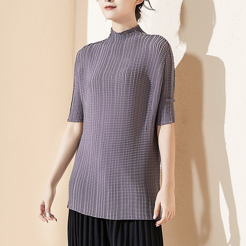 Spring Summer 2020 Women Pleated Top Loose Large Casual Casual Half Sleeve T-shirt Pullover Tops