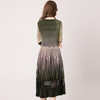 Ice Silk Pleated Dress Gradual Color Spring And Autumn Velvet Women's Long Dress