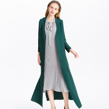 Women Pelated Fashion New Lady Elegant High End Good Quality Long Jacket Coat