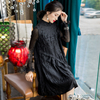 Women Embroidered Pleated Dress New Long Sleeve Loose Large A-line Dress Trend In Spring 2020