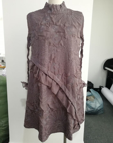 Women Chiffon Sleeve Embroidered New Pleated Dress