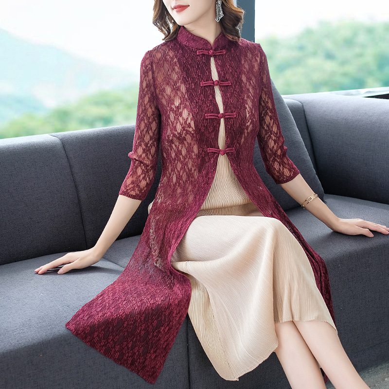 Autumn Women Pleated Fashion New Tidal Popular Lace Elegant Fancy Loose Dress