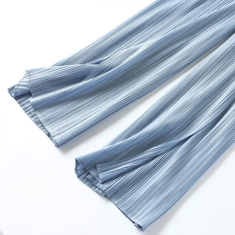 Women Pleated Broad-legged Trousers High Waist Loose Leisure Pleats Trousers