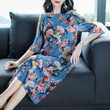 Spring New Women Pleated Fashion New Print Long Loose Big Size Dresses