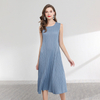 Summer Women Basic Style Pleated Dress Short Sleeve Pleated Dresses