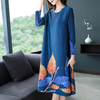 Autumn Women Pleated Fashion New Print Big Size Dress
