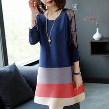 Women Summer Fashion New Pleats Lace Elegant Lady Casual Patchwork One-piece Dress