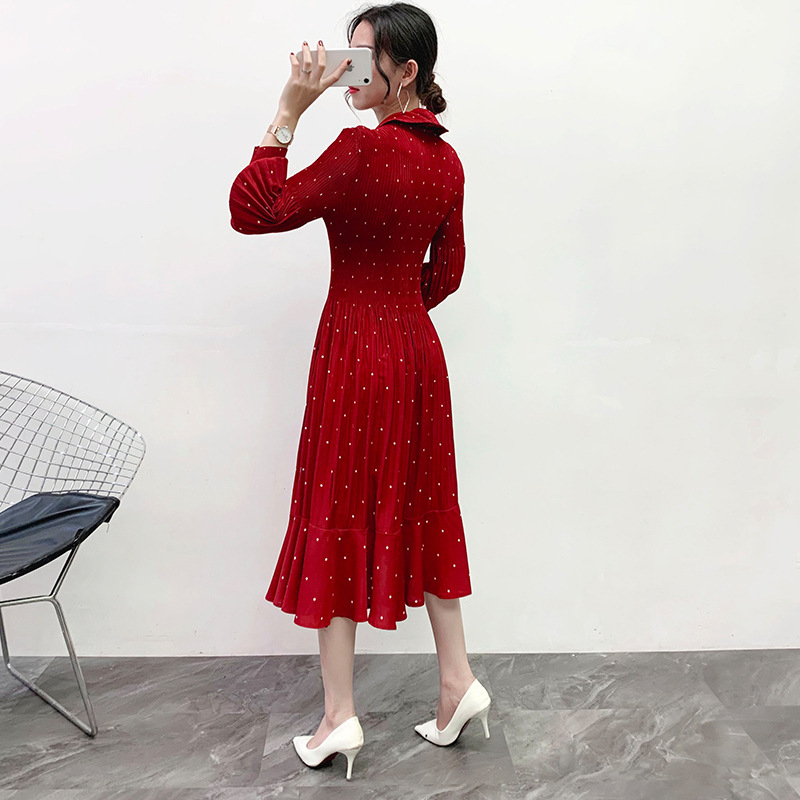 Pleated Polka Dot Dress 2020 Spring New Loose Large Pleated Dress