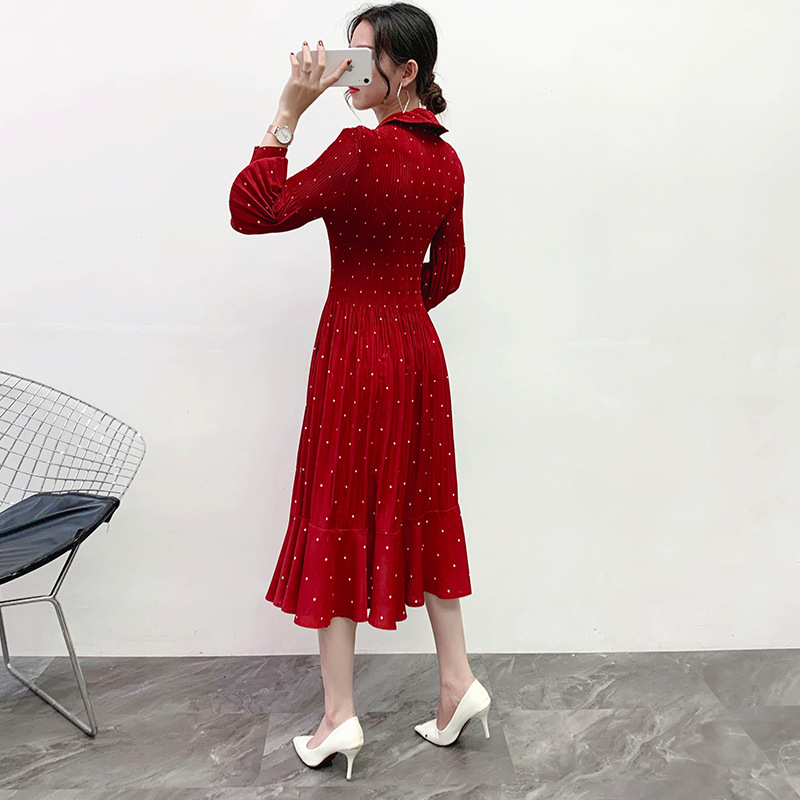 Pleated Polka Dot Dress 2020 Spring New Loose Large Pleated Dress