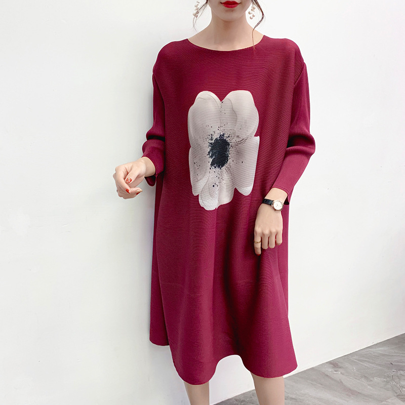 Pleated Dress Autumn And Winter 2019 New Large Plus Fat Plus Large Pleated Dress