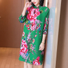 Chinese Style Retro Printing Plus Size Dress Spring 2021 New Women's Loose Pleated Dress