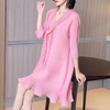 Lady's Loose A-line Fake Two-piece Dress Spring 2021 New Women's Pleated Dress