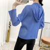 Women Spring 2020 New Pleated T-shirt Long Sleeves Hooded Tops