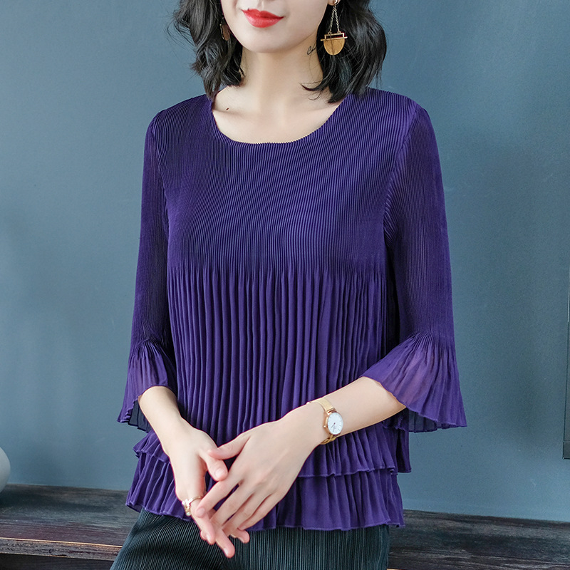 Women Pelated Fashion New Tops Big Size Tidal Solid Color Shirts