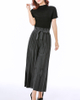 Pleated Suit Fashion Slim Pleated Solid T-shirt Loose Three-dimensional Wide Leg Pants Two Pieces Clothing Set