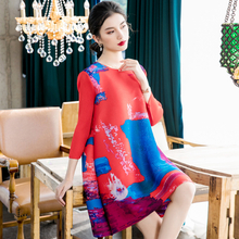 Women Loose Large Pleated Dress New Spring 2020 Red Pleated Dress