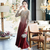Gold Velvet Slim Size Dress New Fashion Fashion And Gradual Change Pleated Dress In Early Spring 2020