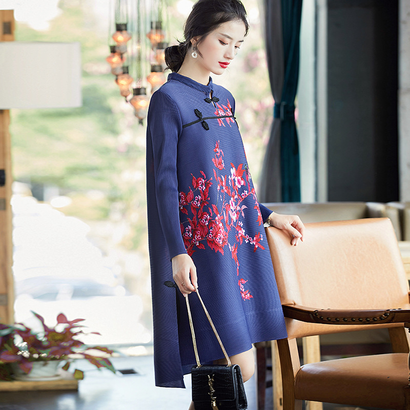 Chinese Style Cheongsam Dress New Fashion Printed Dress In Early Spring 2020