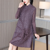 Embroidered Pleated Dress Autumn Winter Women's New Plus Size Long Sleeve Dress