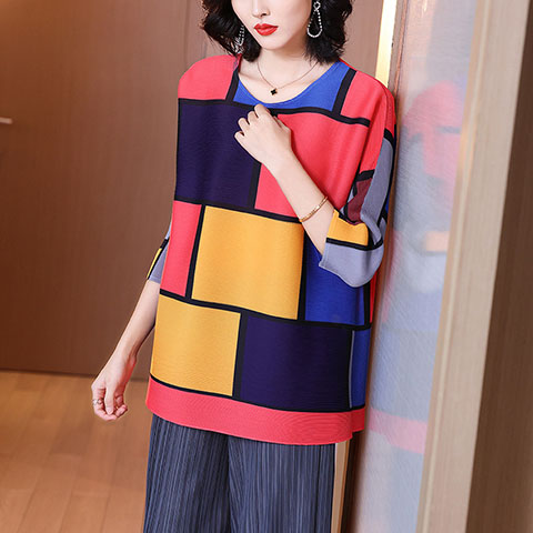 2021 New Early Spring Printed Shirt Blouse Retro Hong Kong Style Loose Long Sleeve T-shirt