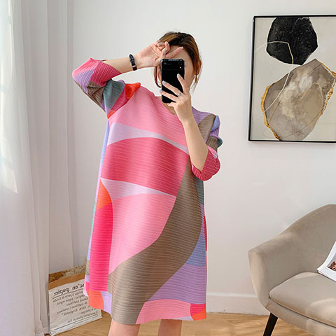 Pleated Dress Women's 2021 Summer New Age Reducing Large Size Loose And Thin Belly Covering A-line Dress