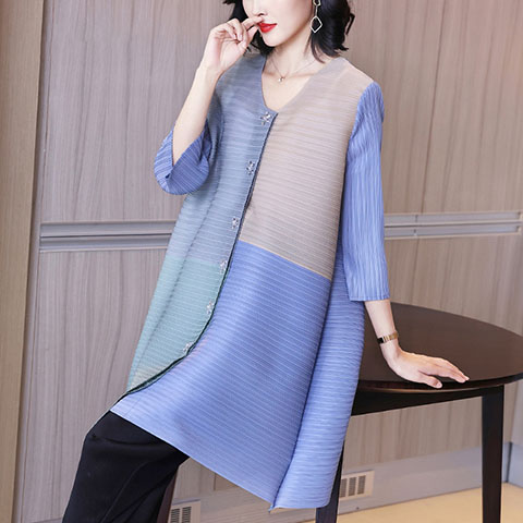 High End Foreign Style Age Reducing Plus Size Pleated Dress Spring Dress
