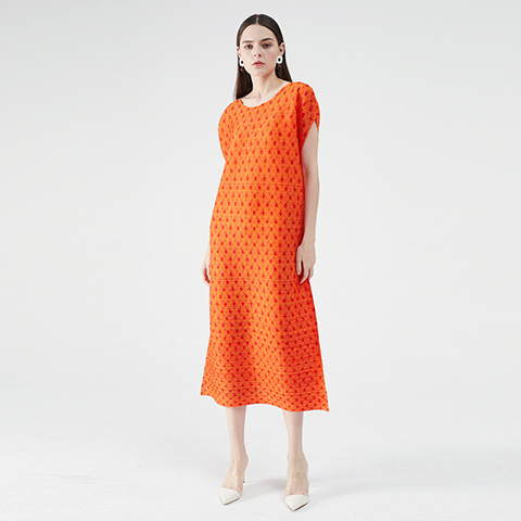 New Fashion New Dot Print Dress Midi Pleated Dress