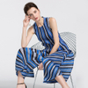 Women's Wear Spring And Summer Printed Stripe Casual Top Wide Leg Pants Women's Suit