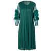 Spring Women Pleated Fashion New Solid Color Lace Puff Sleeves Loose Long Sleeves Lady Dress