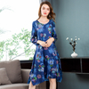 Spring Autumn Women Crinkled Digital Print High End Fashion New Loose Big Size Dress