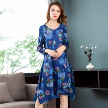 Spring Autumn Women Crinkled Digital Print High End Fashion New Loose Big Size Dress