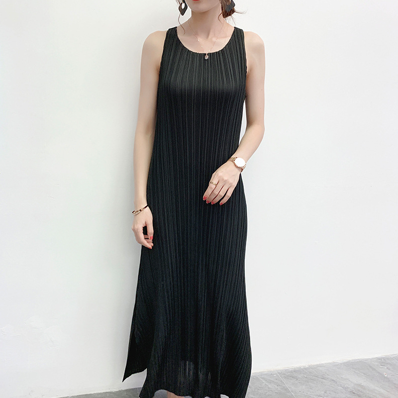 Pleated Suspender Dress 2020 Summer New Japanese Basic Off Shoulder Dress