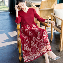 Fashion New Screen Printed Dress Spring New Women's Pleated Dress