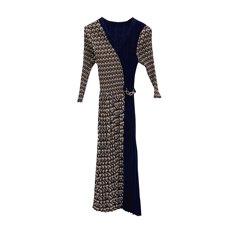Pleated Dress Spring And Summer 2020 New Women's Pleated Print Bottom Large Size Dress