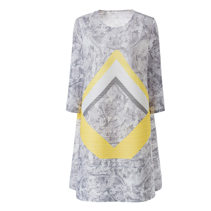 Pleated Dress 2020 Spring New Belly Covering Loose Printed Women Dress