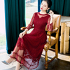 Lace Embroidered Dress 2020 Spring New Slim Large Mother's Pleated Dress