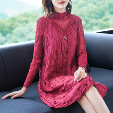 Heavy Duty Embroidery Large Dress Spring Petal Sleeve Pleated A-line Dress